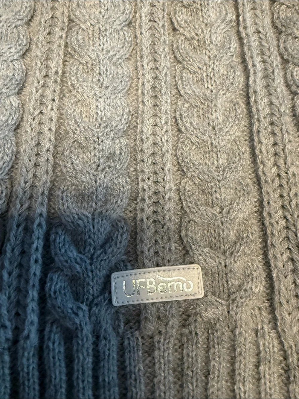 Soft grey Cable-Detail dogSweater with Button Collar